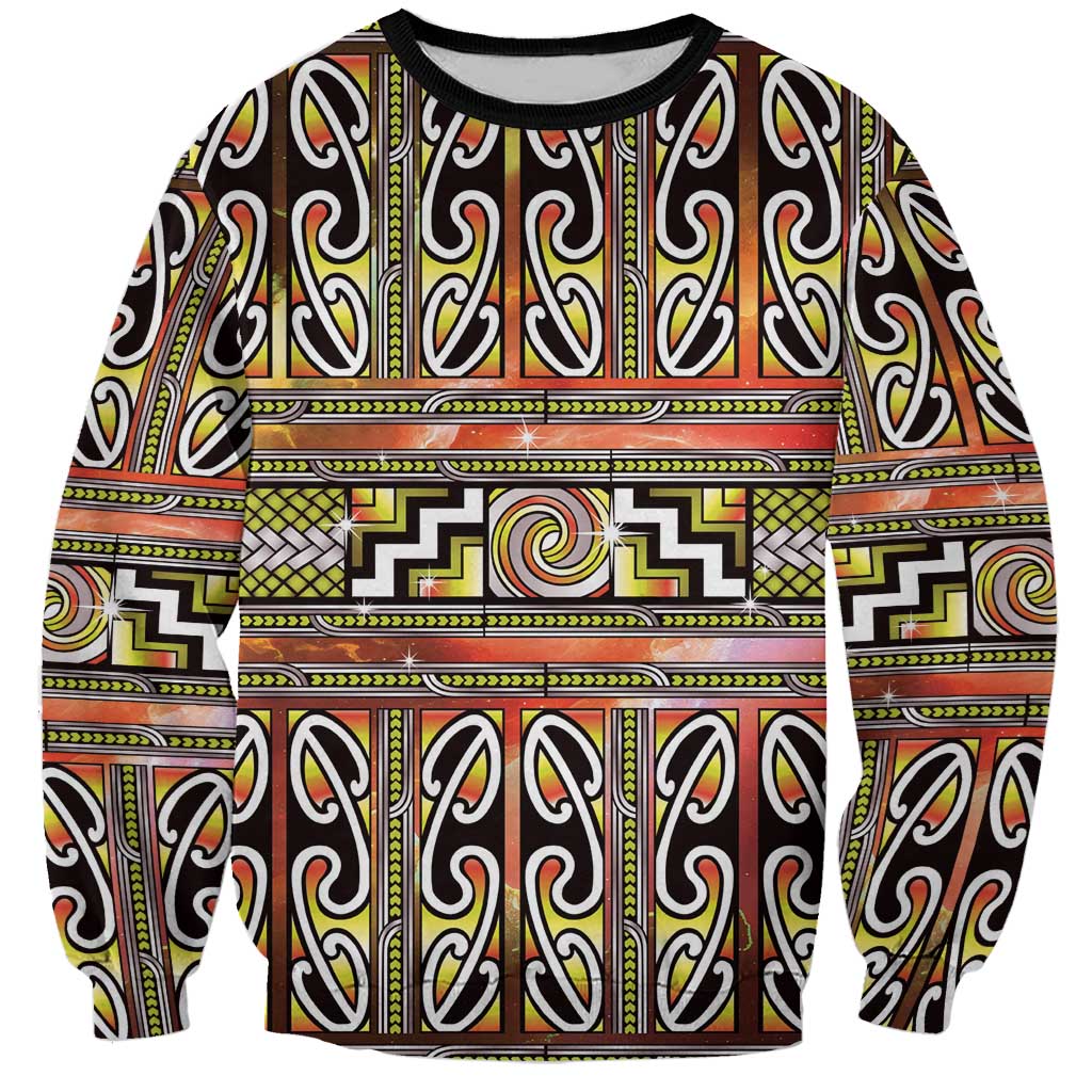 Maori Matariki Sweatshirt Yellow Galaxy Aesthetic Koru Art LT01 Unisex Yellow - Polynesian Pride