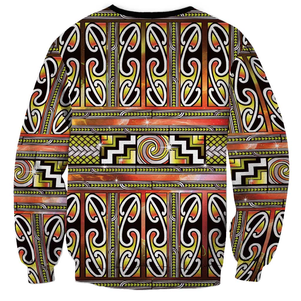 Maori Matariki Sweatshirt Yellow Galaxy Aesthetic Koru Art LT01 - Polynesian Pride