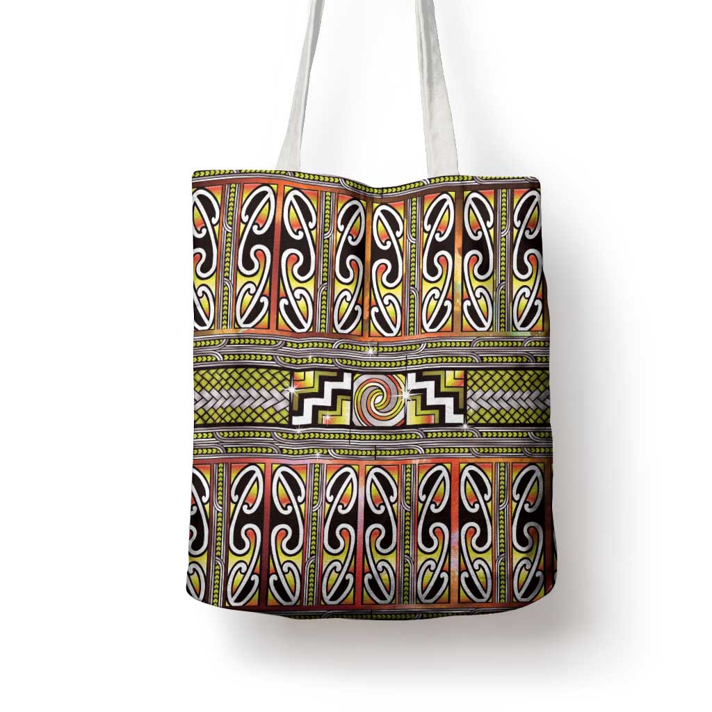 Maori Matariki Tote Bag Yellow Galaxy Aesthetic Koru Art LT01 - Polynesian Pride