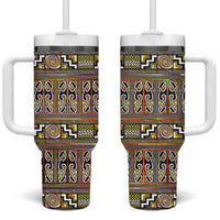 Maori Matariki Tumbler With Handle Yellow Galaxy Aesthetic Koru Art LT01 One Size: 40 oz Yellow - Polynesian Pride
