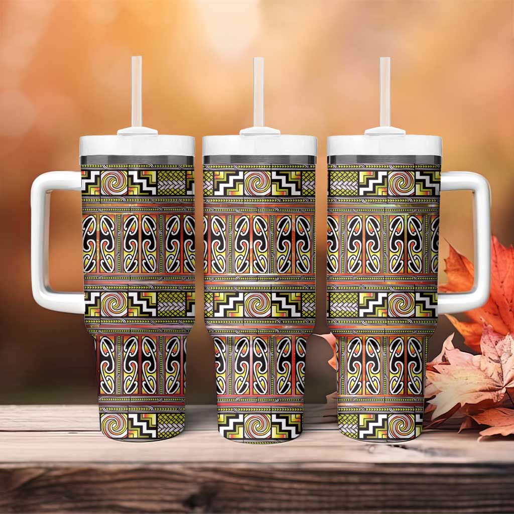 Maori Matariki Tumbler With Handle Yellow Galaxy Aesthetic Koru Art LT01 - Polynesian Pride