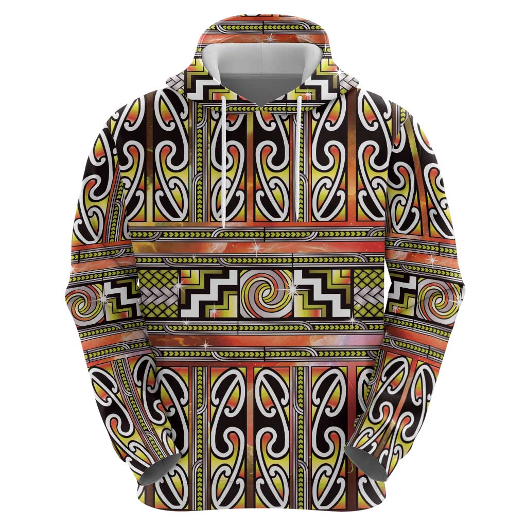 Maori Matariki Zip Hoodie Yellow Galaxy Aesthetic Koru Art LT01 - Polynesian Pride