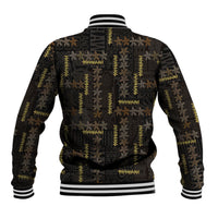 Hawaii Brown Plumeria Lei Black Baseball Jacket Frangipani Floral Heritage Art