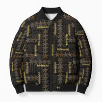Hawaii Brown Plumeria Lei Black Bomber Puffer Jacket Frangipani Floral Heritage Art LT01 Unisex Black - Polynesian Pride
