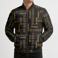 Hawaii Brown Plumeria Lei Black Bomber Puffer Jacket Frangipani Floral Heritage Art LT01 - Polynesian Pride
