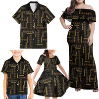 Hawaii Brown Plumeria Lei Black Family Matching Off Shoulder Maxi Dress and Hawaiian Shirt Frangipani Floral Heritage Art LT01 - Polynesian Pride
