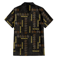 Hawaii Brown Plumeria Lei Black Family Matching Off Shoulder Short Dress and Hawaiian Shirt Frangipani Floral Heritage Art LT01 - Polynesian Pride