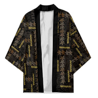 Hawaii Brown Plumeria Lei Black Kimono Frangipani Floral Heritage Art