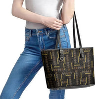 Hawaii Brown Plumeria Lei Black Leather Tote Bag Frangipani Floral Heritage Art LT01 - Polynesian Pride