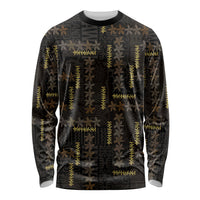 Hawaii Brown Plumeria Lei Black Long Sleeve Shirt Frangipani Floral Heritage Art LT01 Unisex Black - Polynesian Pride