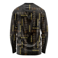 Hawaii Brown Plumeria Lei Black Long Sleeve Shirt Frangipani Floral Heritage Art LT01 - Polynesian Pride