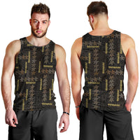 Hawaii Brown Plumeria Lei Black Men Tank Top Frangipani Floral Heritage Art LT01 - Polynesian Pride