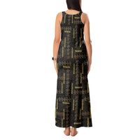 Hawaii Brown Plumeria Lei Black Tank Maxi Dress Frangipani Floral Heritage Art LT01 - Polynesian Pride