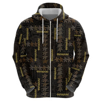 Hawaii Brown Plumeria Lei Black Zip Hoodie Frangipani Floral Heritage Art LT01 - Polynesian Pride