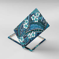 Polynesian Hibiscus Tropical Blue Floral Canvas Wall Art Tribal Pattern - Polynesian Pride