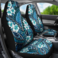 Polynesian Hibiscus Tropical Blue Floral Car Seat Cover Tribal Pattern - Polynesian Pride
