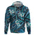 Polynesian Hibiscus Tropical Blue Floral Hoodie Tribal Pattern - Polynesian Pride