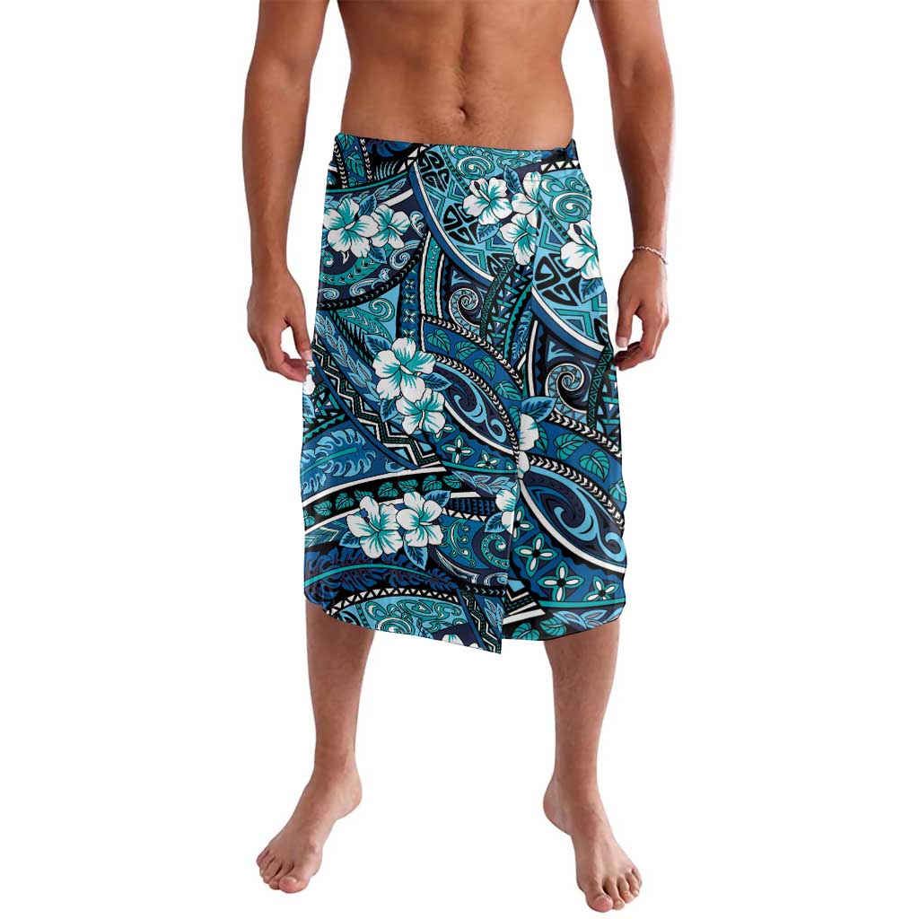 Polynesian Hibiscus Tropical Blue Floral Lavalava Tribal Pattern - Polynesian Pride