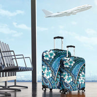 Polynesian Hibiscus Tropical Blue Floral Luggage Cover Tribal Pattern - Polynesian Pride