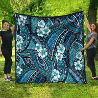 Polynesian Hibiscus Tropical Blue Floral Quilt Tribal Pattern - Polynesian Pride