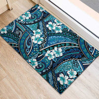 Polynesian Hibiscus Tropical Blue Floral Rubber Doormat Tribal Pattern LT01 - Polynesian Pride