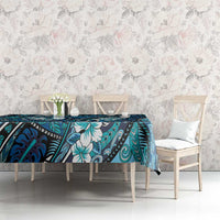 Polynesian Hibiscus Tropical Blue Floral Tablecloth Tribal Pattern LT01 - Polynesian Pride