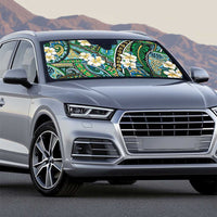 Polynesian Hibiscus Tropical Green Floral Auto Sun Shade Tribal Pattern - Polynesian Pride