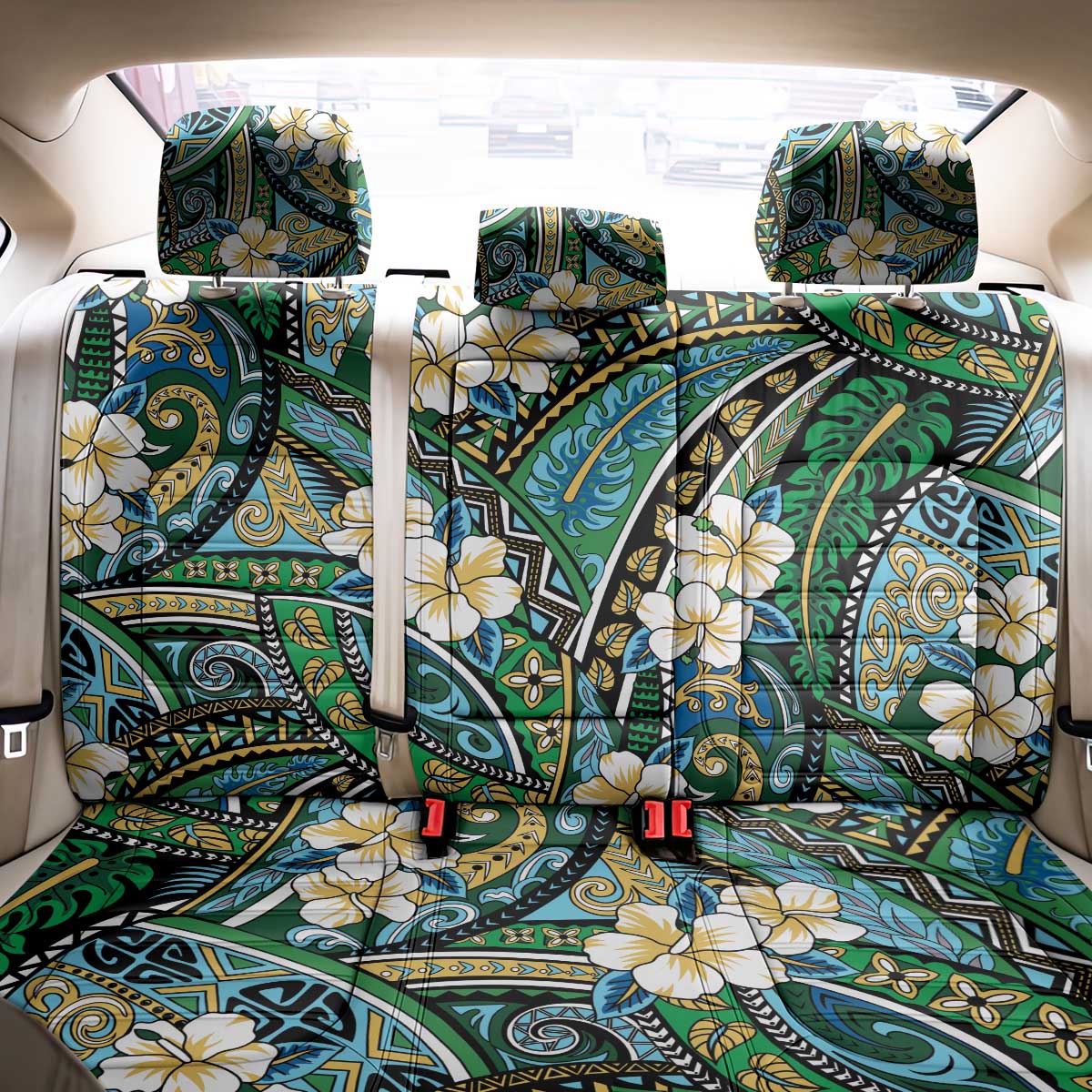 Polynesian Hibiscus Tropical Green Floral Back Car Seat Cover Tribal Pattern - Polynesian Pride