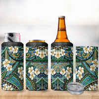 Polynesian Hibiscus Tropical Green Floral 4 in 1 Can Cooler Tumbler Tribal Pattern LT01 - Polynesian Pride