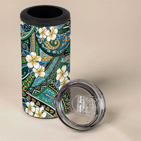 Polynesian Hibiscus Tropical Green Floral 4 in 1 Can Cooler Tumbler Tribal Pattern LT01 - Polynesian Pride