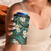 Polynesian Hibiscus Tropical Green Floral 4 in 1 Can Cooler Tumbler Tribal Pattern LT01 - Polynesian Pride