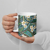 Polynesian Hibiscus Tropical Green Floral Ceramic Mug Tribal Pattern - Polynesian Pride