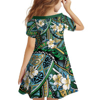 Polynesian Hibiscus Tropical Green Floral Family Matching Summer Maxi Dress and Hawaiian Shirt Tribal Pattern - Polynesian Pride