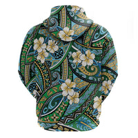 Polynesian Hibiscus Tropical Green Floral Hoodie Tribal Pattern - Polynesian Pride