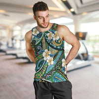 Polynesian Hibiscus Tropical Green Floral Men Tank Top Tribal Pattern - Polynesian Pride