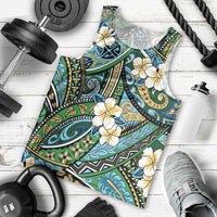 Polynesian Hibiscus Tropical Green Floral Men Tank Top Tribal Pattern - Polynesian Pride