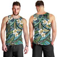 Polynesian Hibiscus Tropical Green Floral Men Tank Top Tribal Pattern - Polynesian Pride