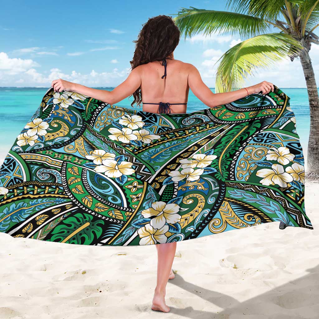 Polynesian Hibiscus Tropical Green Floral Sarong Tribal Pattern LT01 - Polynesian Pride