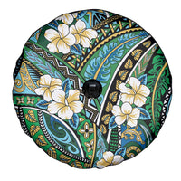 Polynesian Hibiscus Tropical Green Floral Spare Tire Cover Tribal Pattern - Polynesian Pride