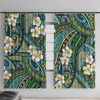 Polynesian Hibiscus Tropical Green Floral Window Curtain Tribal Pattern LT01 With Hooks Green - Polynesian Pride