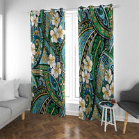 Polynesian Hibiscus Tropical Green Floral Window Curtain Tribal Pattern LT01 With Grommets Green - Polynesian Pride