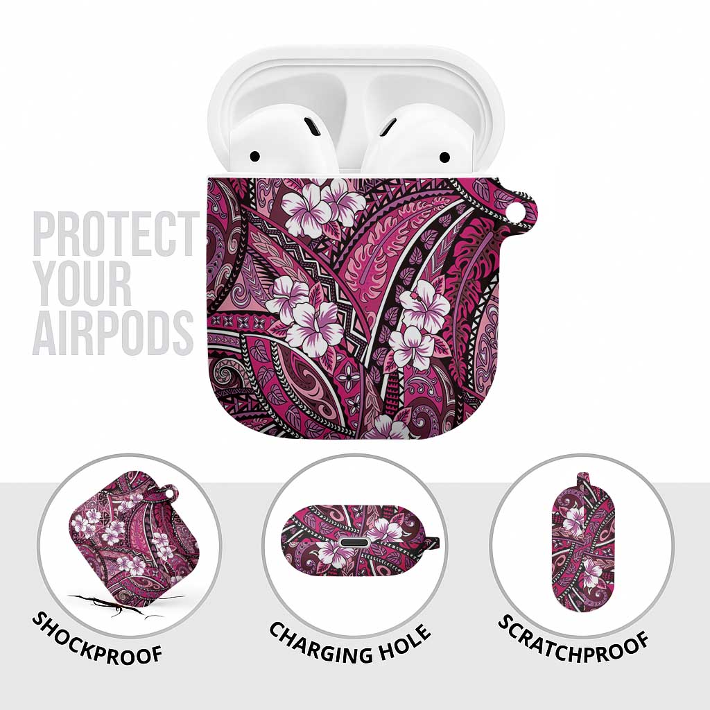 Polynesian Hibiscus Tropical Pink Floral AirPods Case Tribal Pattern - Polynesian Pride