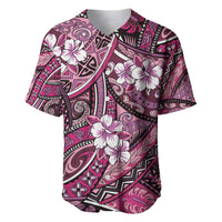 Polynesian Hibiscus Tropical Pink Floral Baseball Jersey Tribal Pattern LT01 Pink - Polynesian Pride