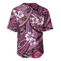 Polynesian Hibiscus Tropical Pink Floral Baseball Jersey Tribal Pattern LT01 - Polynesian Pride