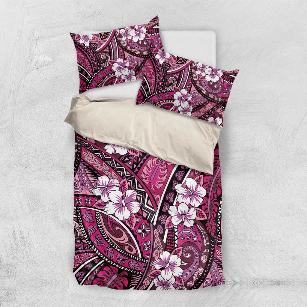Polynesian Hibiscus Tropical Pink Floral Bedding Set Tribal Pattern - Polynesian Pride