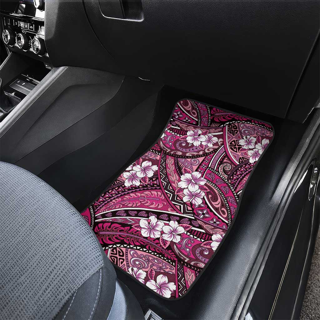 Polynesian Hibiscus Tropical Pink Floral Car Mats Tribal Pattern - Polynesian Pride