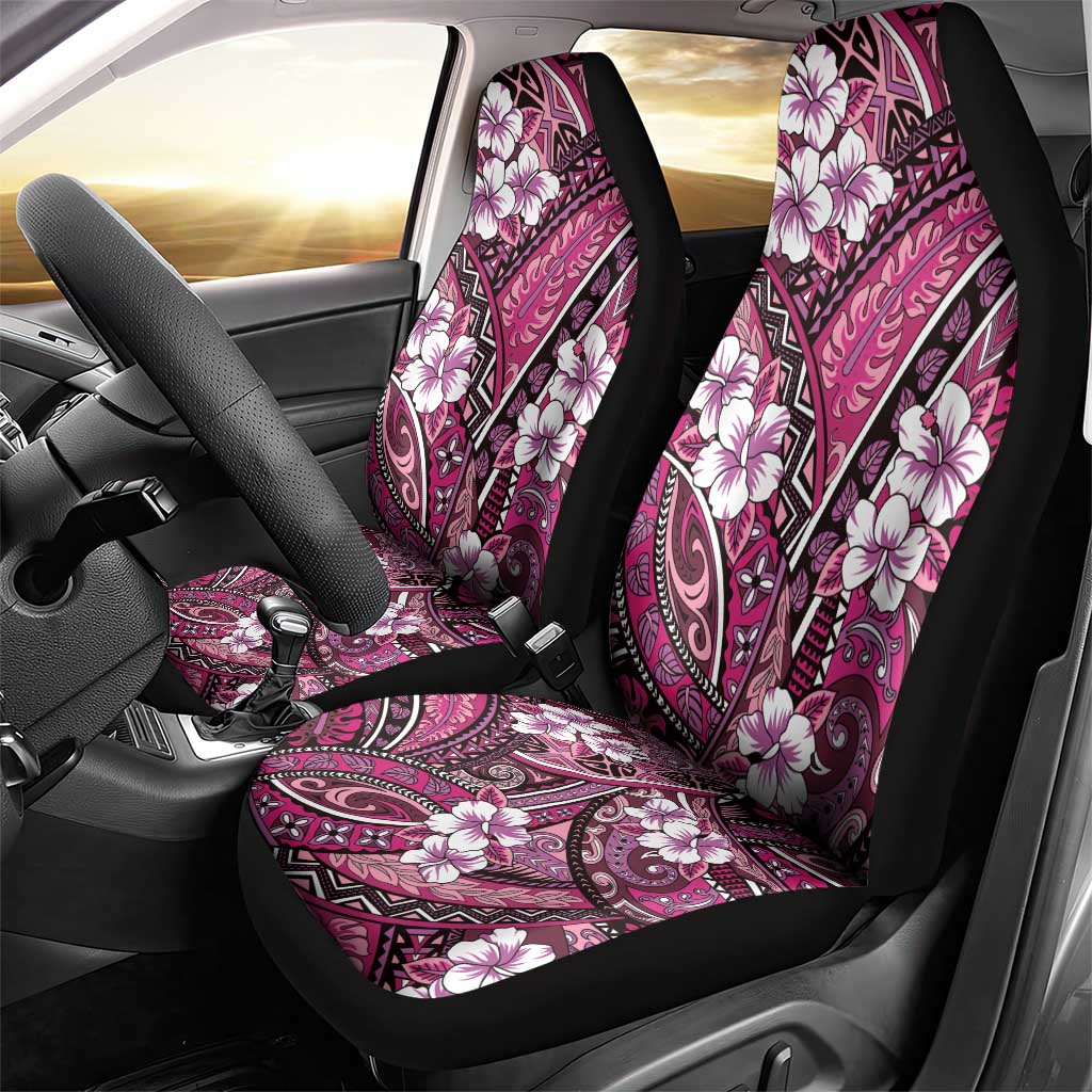 Polynesian Hibiscus Tropical Pink Floral Car Seat Cover Tribal Pattern - Polynesian Pride
