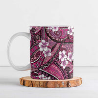 Polynesian Hibiscus Tropical Pink Floral Ceramic Mug Tribal Pattern - Polynesian Pride