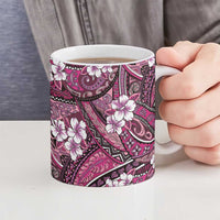 Polynesian Hibiscus Tropical Pink Floral Ceramic Mug Tribal Pattern - Polynesian Pride
