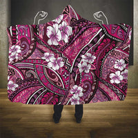 Polynesian Hibiscus Tropical Pink Floral Hooded Blanket Tribal Pattern - Polynesian Pride